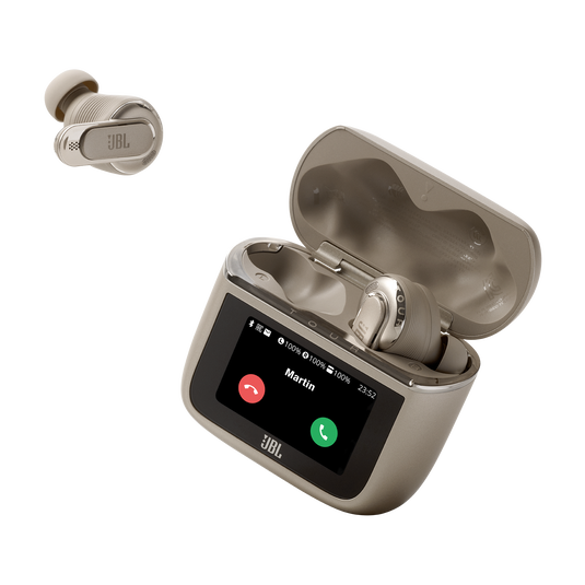 JBL Tour Pro 3 - Latte - True Wireless Noise Cancelling earbuds with Smart Charging Case™ - Detailshot 5 image number null